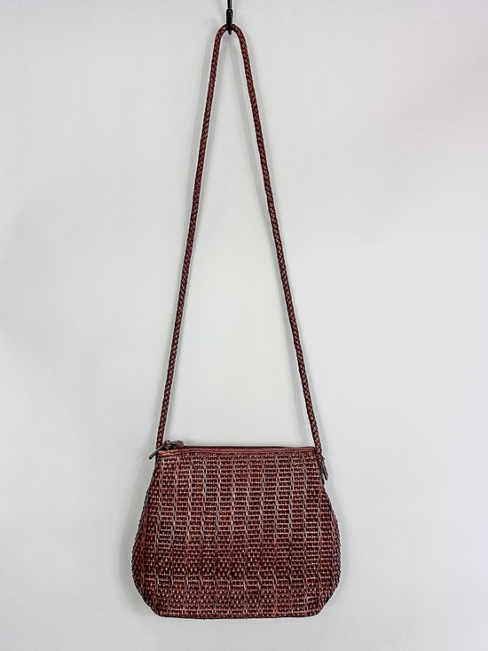 Fossil Handbags - Fossil Brown Braided Leather Crossbody Purse